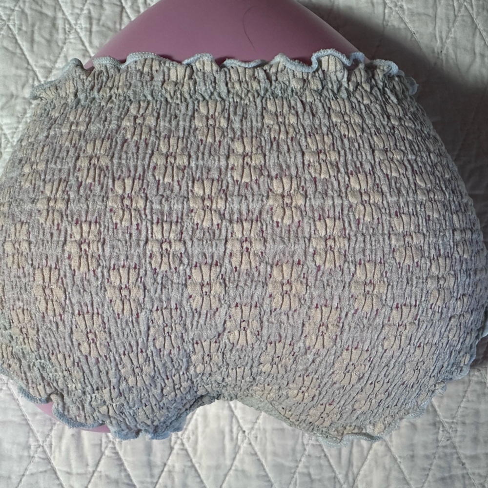 Light Blue/grey with Beige Lolita Kawaii Panties. Thick textured panties